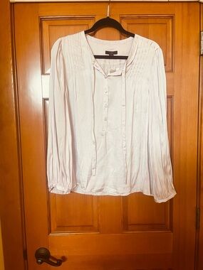 J. Crew Light Pink Pleated Tie-Neck Blouse